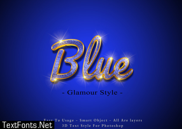 Blue glamour 3d text effect