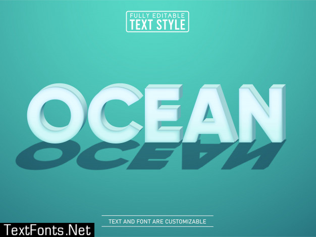 Blue ocean modern elegant text effect with shadow