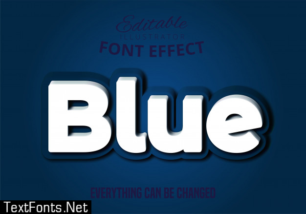 Blue text, editable font effect