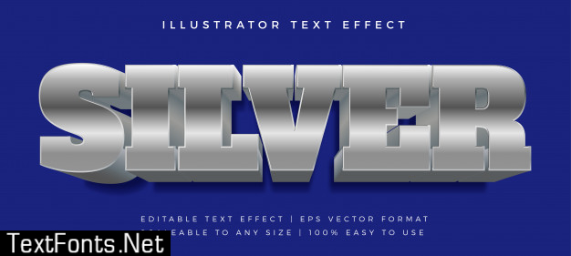 Bold silver blue text style font effect