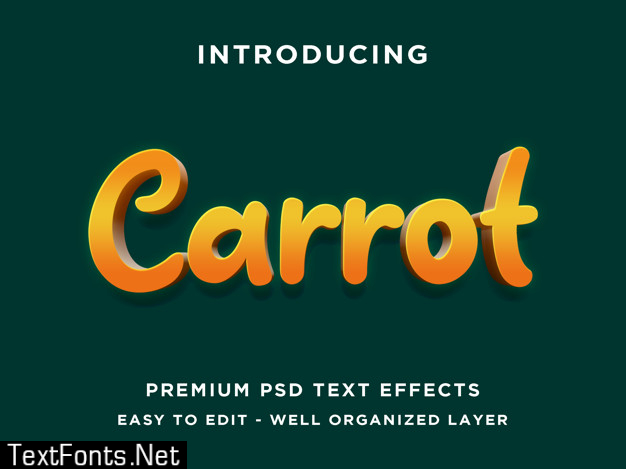 Carrot - 3d modern editable psd text effects mockup