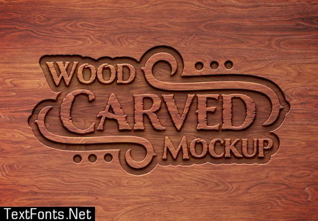 Carved wood text effect mockup