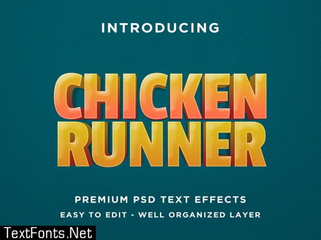 Chicken runner - 3d text effect psd template