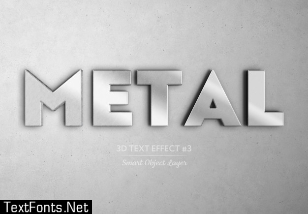 Chrome metal 3d text effect mockup