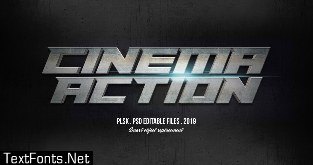 Cinema action 3d text style effect with lights Premium Psd