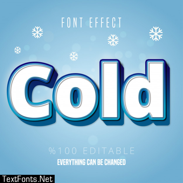 Cold text, editable font effect