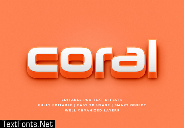 Coral 3d text style effect