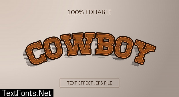 Cowboy text style effect. editable font style