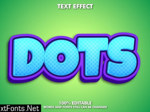 Cute cartoon text effect with dots pattern