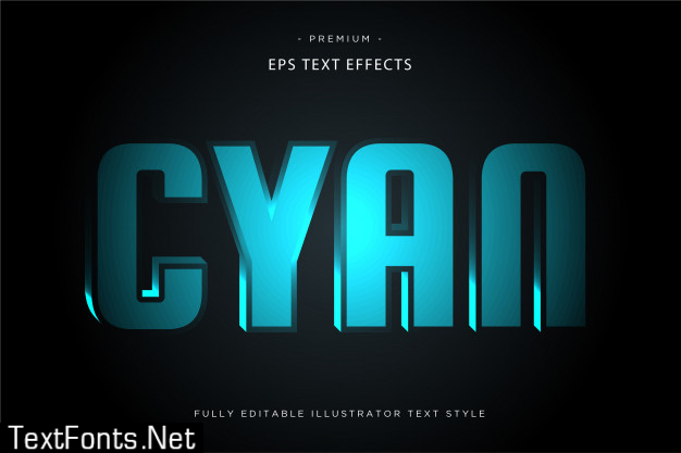 Cyan light text effect  3d text style