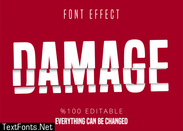 Damage text, editable font effect