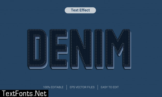 Denim fabric 3d text style