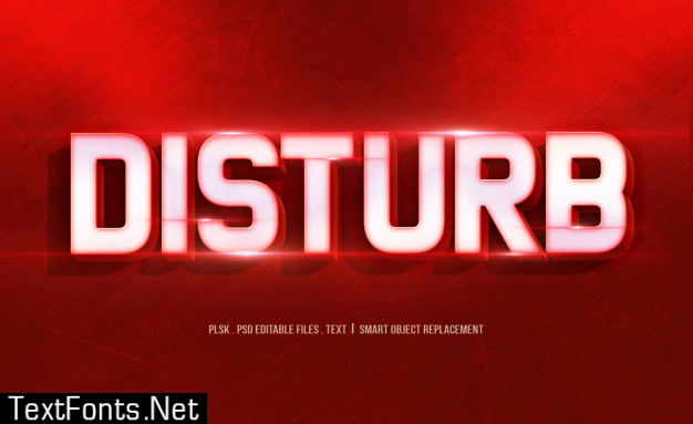 Disturb 3d text style mockup