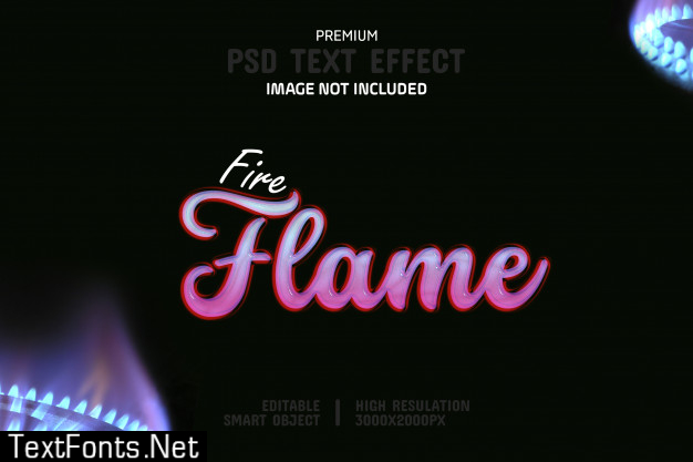 Editable fire flame text effect template