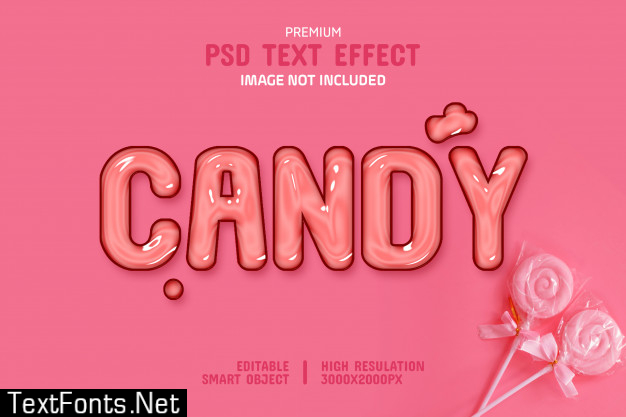 Editable glossy candy text effect template