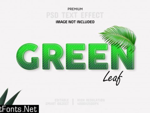 Editable green leaf text effect template