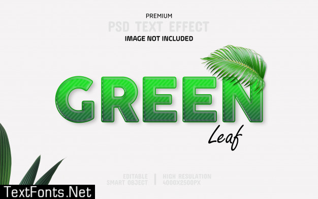 Editable green leaf text effect template