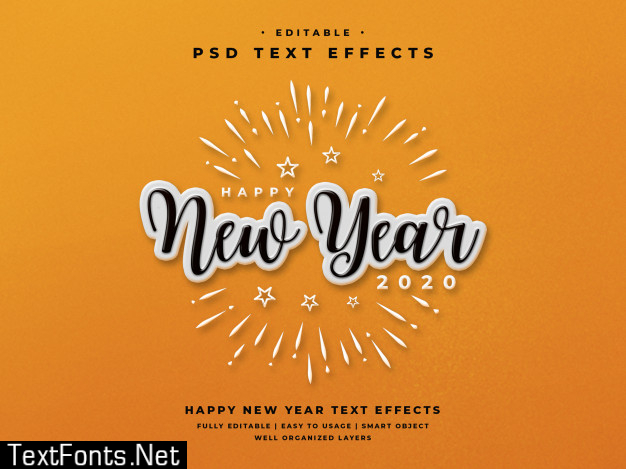 Editable happy new year 2020 text style effect