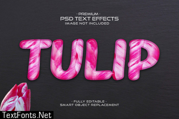 Editable pink tulip flower text effect template