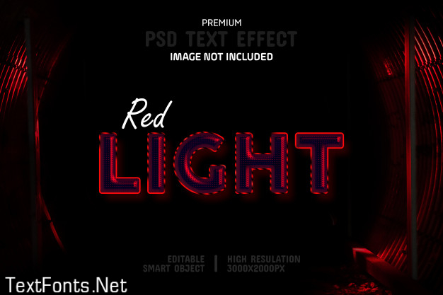 Editable red neon light text effect template