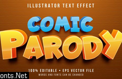 Editable text effect - cartoon parody style