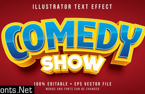 Editable text effect - comedy show title style