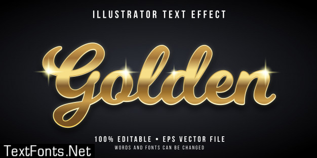 Editable text effect - gold style