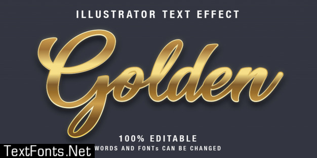 Editable text effect- golden style text