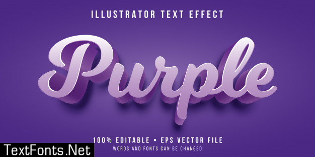 Editable text effect - purple color style