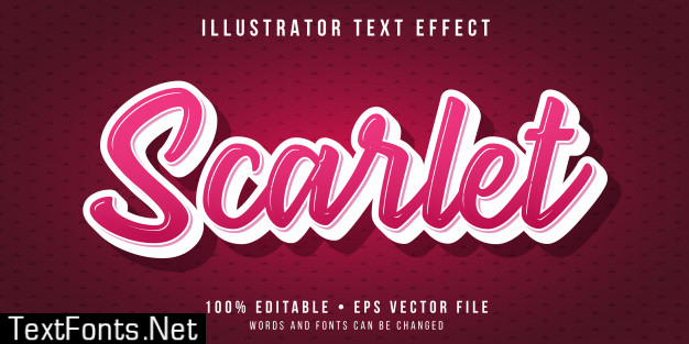 Editable text effect - scarlet red script style