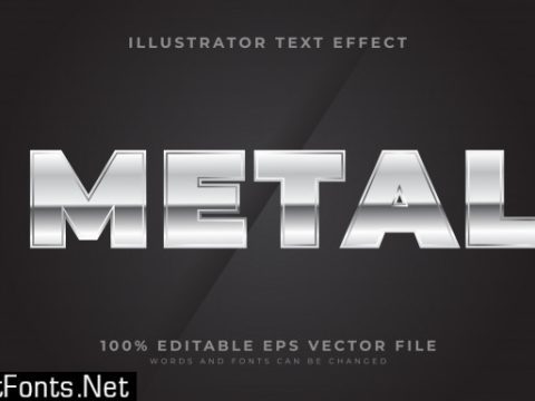 Editable text effect - silver style