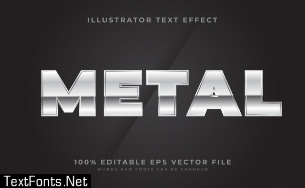 Editable text effect - silver style