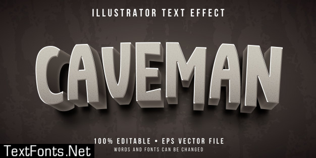 Editable text effect - stone caveman style