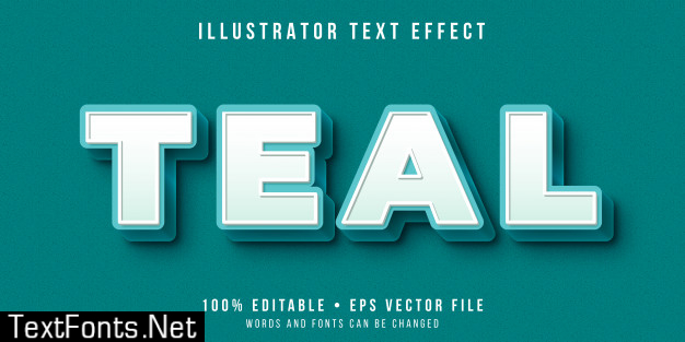 Editable text effect - teal color style