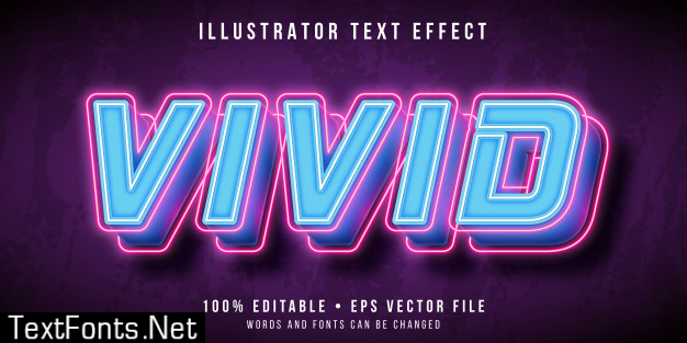 Editable text effect - vivid neon lights style