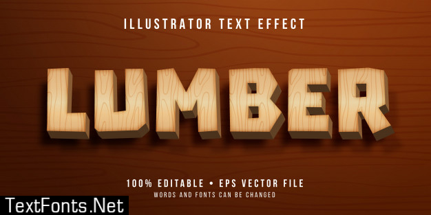 Editable text effect - wooden style Premium Vector