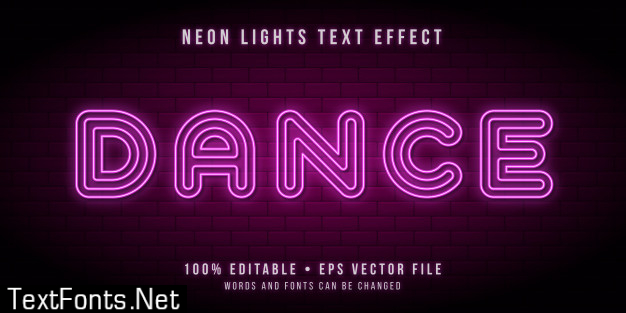 Editable text with neon tube lights effect