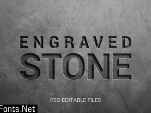 Engraved stone 3d text style effect mockup