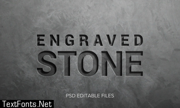 Engraved stone 3d text style effect mockup