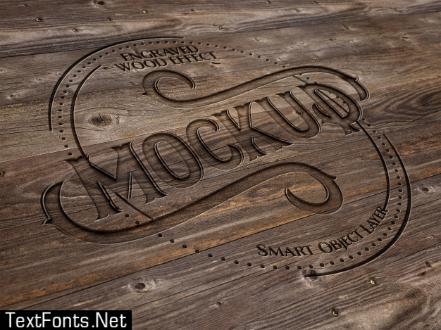 Engraved wood text effect