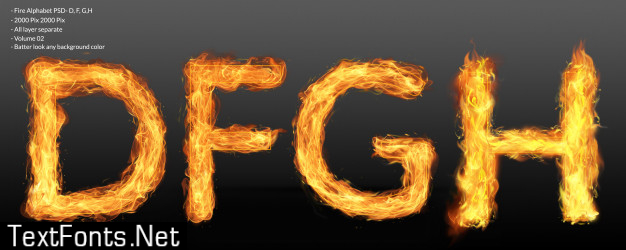 Fire alphabet text effect