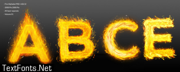 Fire alphabet text effect