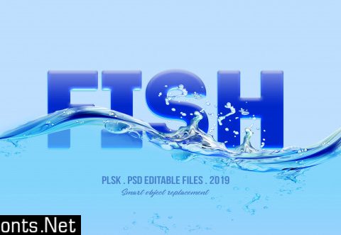 Fish 3d text style effect Premium Psd