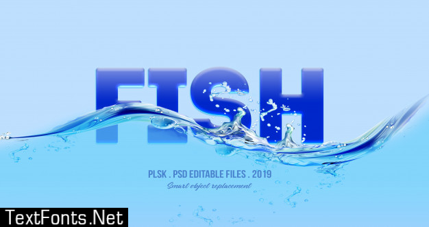 Fish 3d text style effect Premium Psd