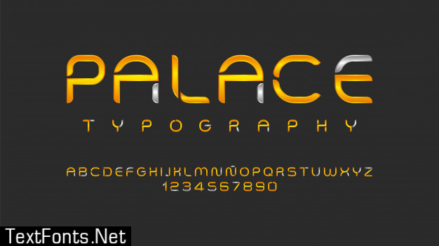 Futuristic alphabet with golden color