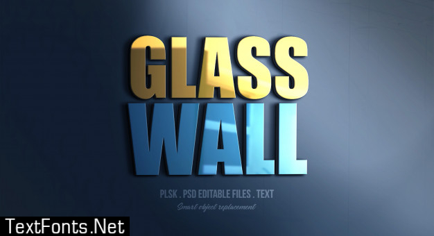 Download Glass Wall 3d Text Style Effect Mockup