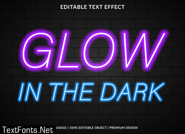 Glow text effect template with neon light style