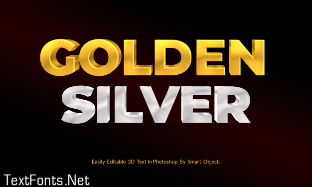 Gold and silver 3d text style mockup premium psd