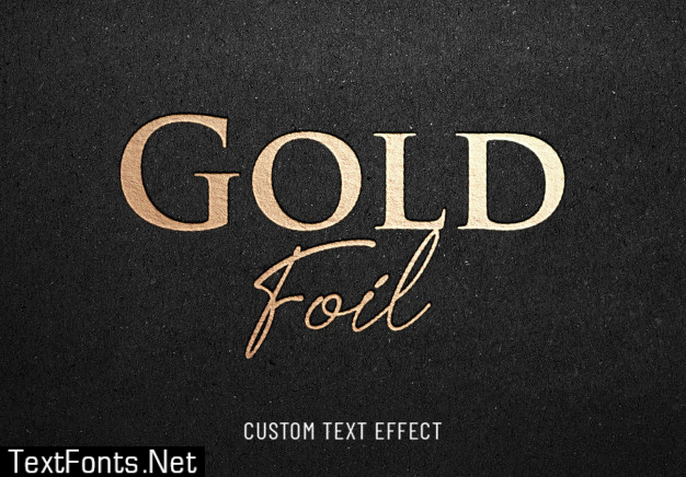 Gold foil hotprint text effect