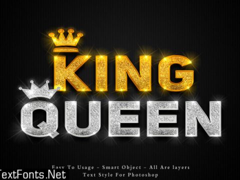 Gold king and silver queen text style effect Premium Psd